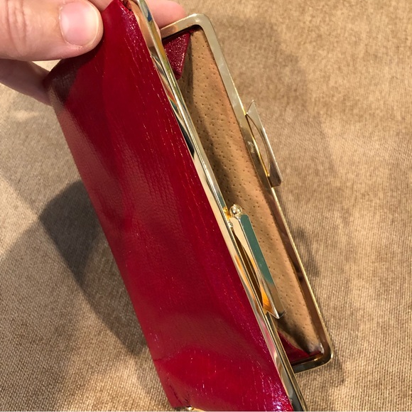 Vintage Red Leather Kisslock Wallet Purse - Picture 4 of 12